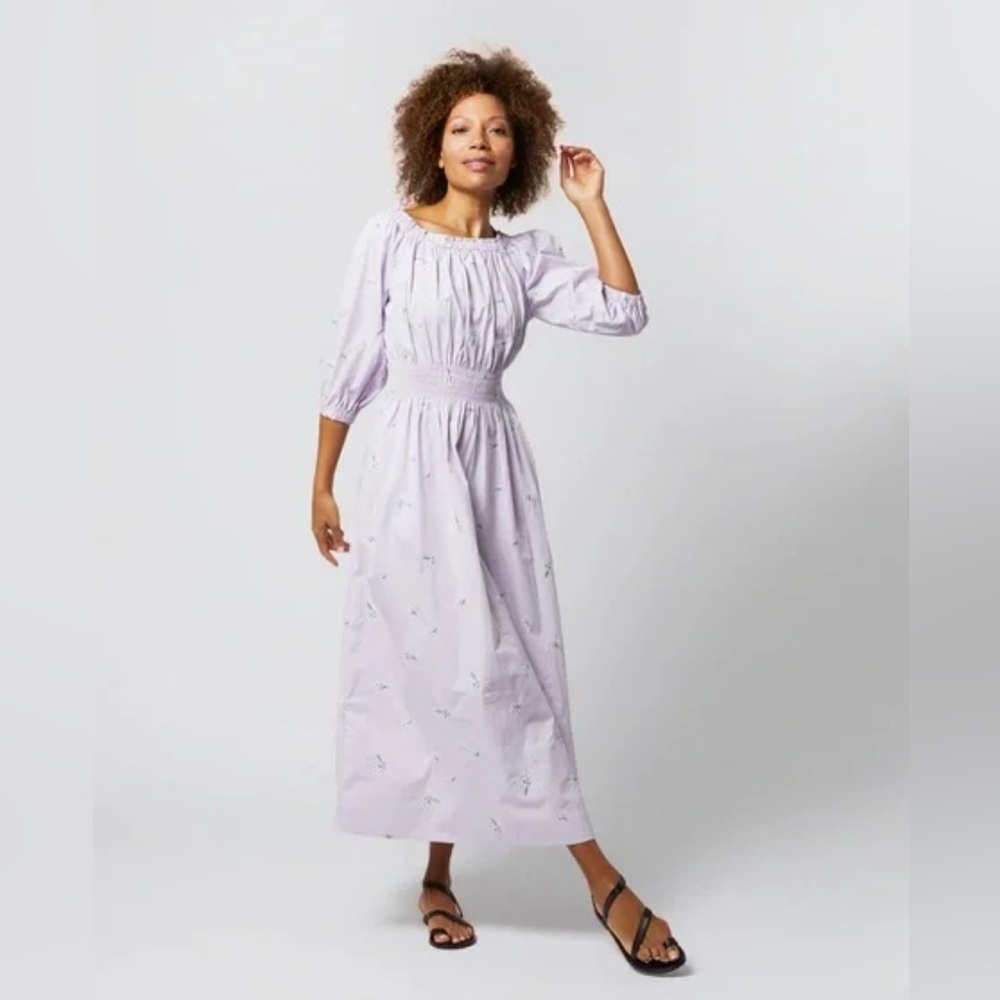 ANN MASHBURN Light Purple Long Sleeve Dress